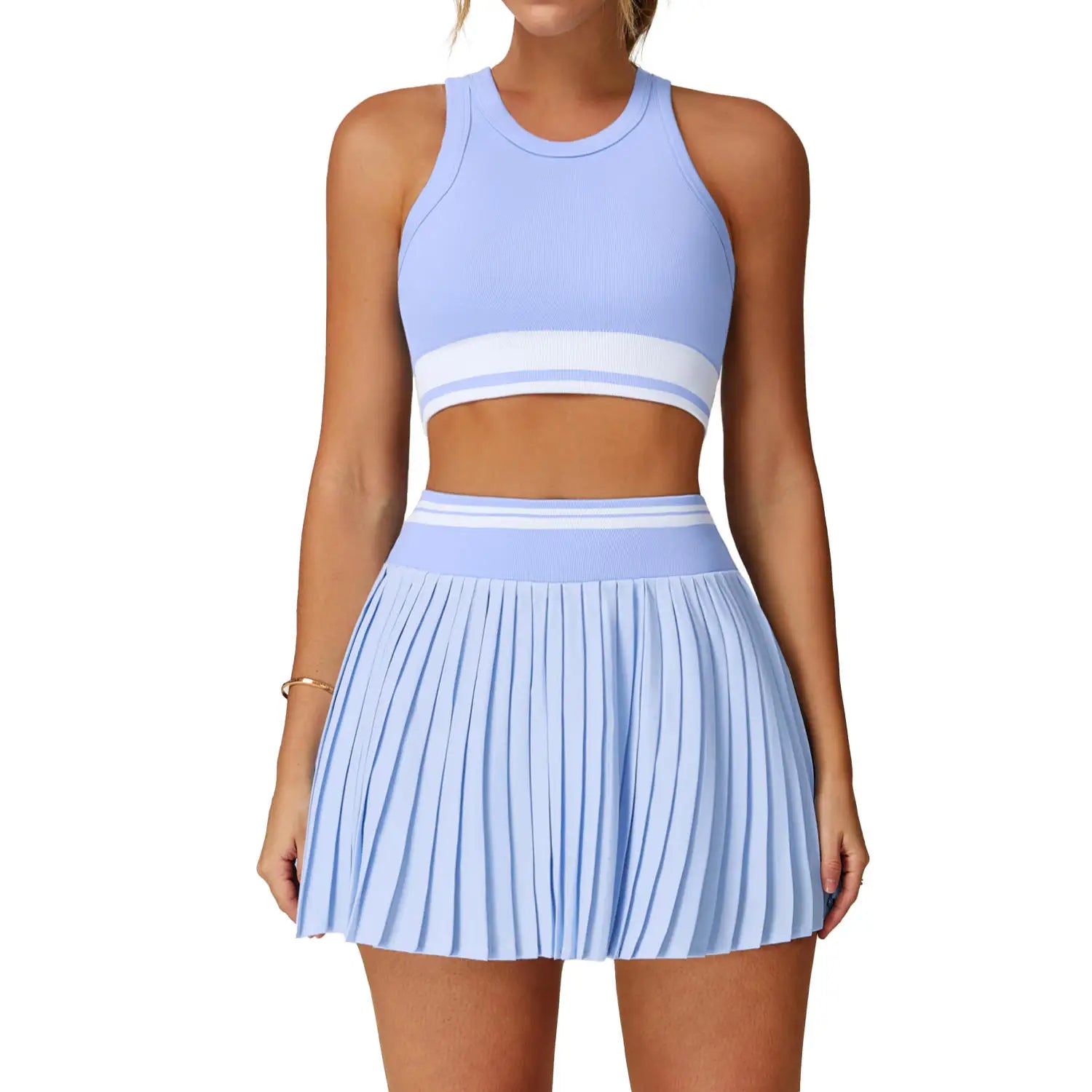 Custom Tennis Skirt Sportswear Fitness Vest Sportswear Tennis Custom Sport Dress Golf Skirt Women 2 Pieces Tennis Skirt Set