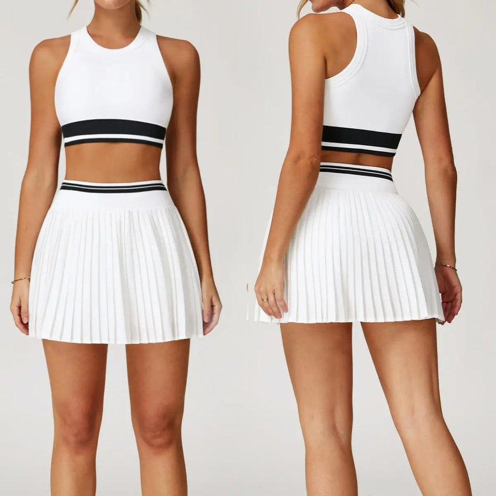 Custom Tennis Skirt Sportswear Fitness Vest Sportswear Tennis Custom Sport Dress Golf Skirt Women 2 Pieces Tennis Skirt Set