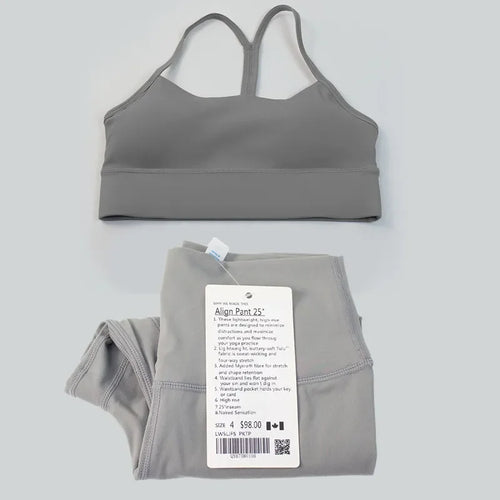 2 Pieces Women Yoga Gym Top Bra High Waist Push up Align Leggings Workout Set Running Sports Clothes Tracksuits Sportswear