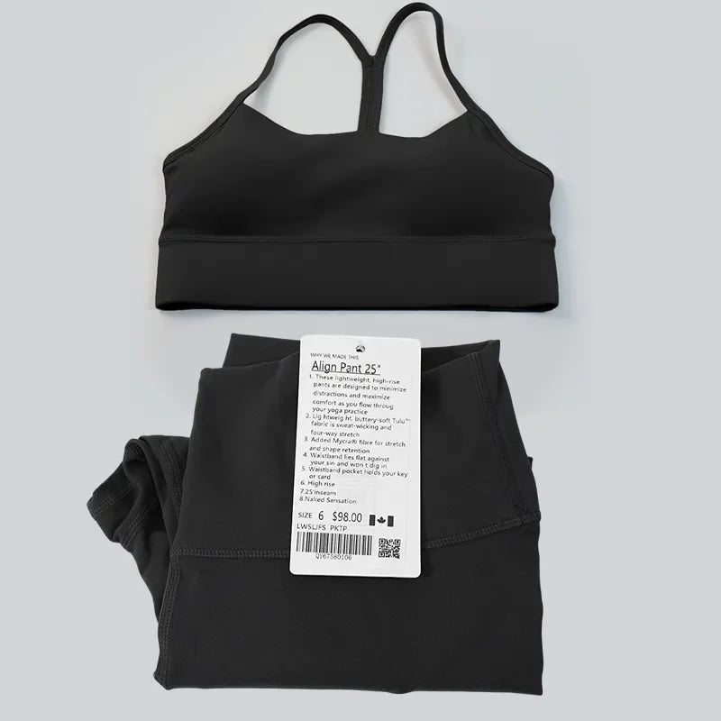 2 Pieces Women Yoga Gym Top Bra High Waist Push up Align Leggings Workout Set Running Sports Clothes Tracksuits Sportswear