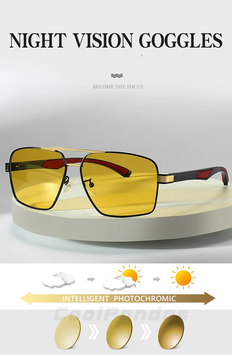 LIOUMO Intelligent Photochromic Sunglasses Men Polarized Night Vision Goggle Women Anti-Glare Driving Glasses UV400 gafas de sol