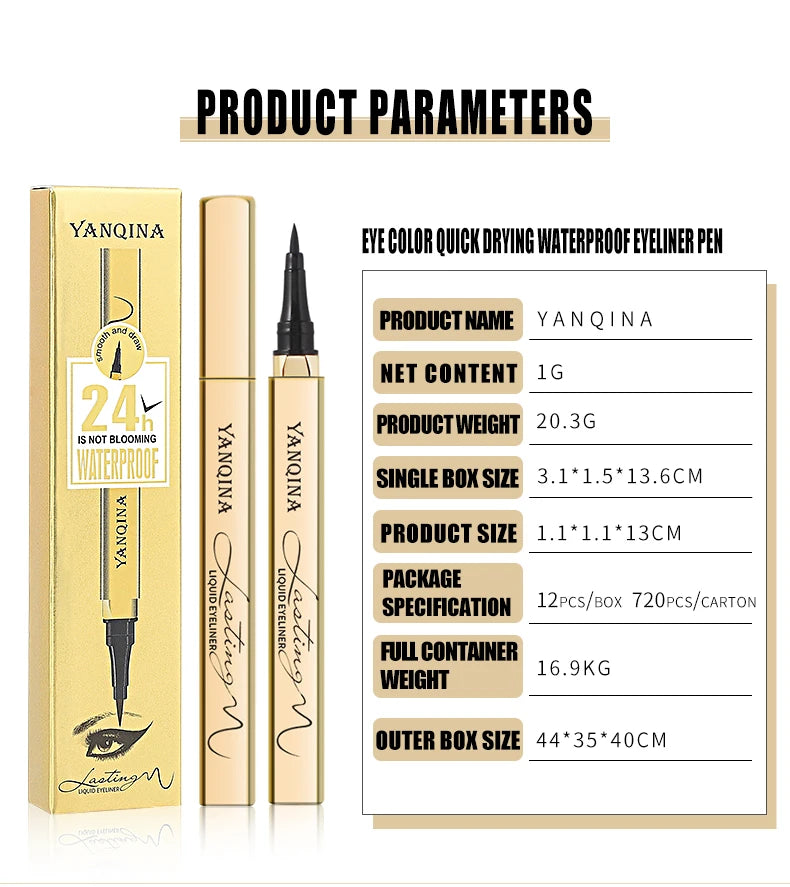 Quick-dry Eyeliner Pencil Makeup Long Lasting Smooth Matte Eye Liner Waterproof Anti Smudge Liquid Eyeliner Pen Eyes Cosmetics